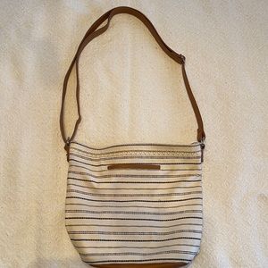 brown and white purse